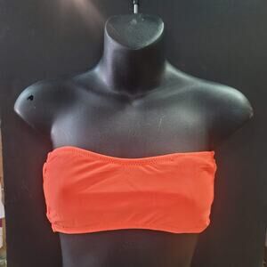 Blue Sky NEW Bandeau Side Bone Swim Top Lined Tieback Nip Pads NEON ORANGE XS
